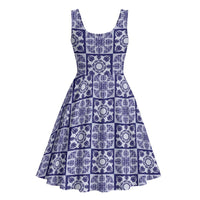 Polu Palaka Quilt Hawaii Midi Dress Hawaiian Tropical Monstera Sea Turtle