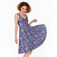 Polu Palaka Quilt Hawaii Midi Dress Hawaiian Tropical Monstera Sea Turtle