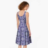 Polu Palaka Quilt Hawaii Midi Dress Hawaiian Tropical Monstera Sea Turtle