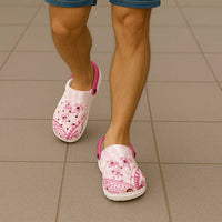 Polynesia Breast Cancer Awareness Clogs Shoes No One Fights Alone Turtle Ribbon - Black Version