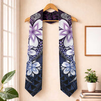 Polynesia Floral Tattoo Graduation Stole With Purple Gradient Plumeria