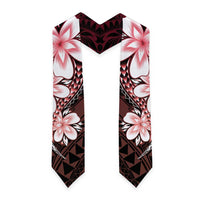 Polynesia Floral Tattoo Graduation Stole With Red Gradient Plumeria