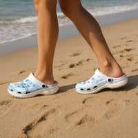 Polynesia Hammerhead Shark Clogs Shoes Tropical Flowers Tribal Pattern Blue - Polynesian Pride