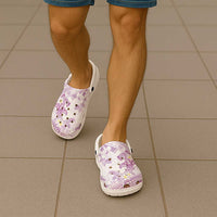 Polynesia Hammerhead Shark Clogs Shoes Tropical Flowers Tribal Pattern Lavender - Polynesian Pride