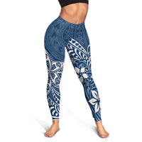 Polynesia Leggings Plumeria Blue Curves