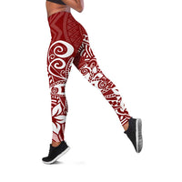 Polynesia Leggings Plumeria Red Curves