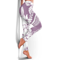Polynesia Leggings Polynesian Tropical Flowers Purple Pastel Vibes - Polynesian Pride
