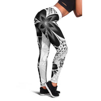 Polynesia Romantic Valentine Leggings Sea Turtle Couple With White Plumeria