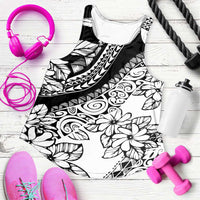 Polynesia Women Racerback Tank Polynesian Tropical Flowers Black Pastel Vibes - Polynesian Pride