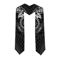 Polynesian Pattern With Plumeria Flowers Graduation Stole Black