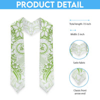 Polynesian Pattern With Plumeria Flowers Graduation Stole Lime Green