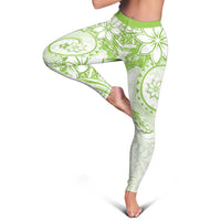 Polynesian Pattern With Plumeria Flowers Leggings Lime Green - Polynesian Pride