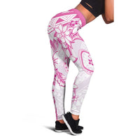 Polynesian Pattern With Plumeria Flowers Leggings Pink - Polynesian Pride