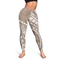 Polynesian Pride Leggings Turtle Hibiscus Luxury Style - Beige - Polynesian Pride