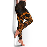 Polynesian Pride Leggings Turtle Hibiscus Luxury Style - Orange - Polynesian Pride