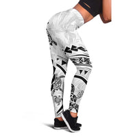 Polynesian Pride Leggings Turtle Hibiscus Luxury Style - White - Polynesian Pride