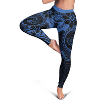 Polynesian Sunset Plumeria Leggings Navy Polynesian Tattoo - Polynesian Pride