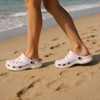 Polynesian Tiare Monstera Soft Pink Clogs Shoes Liquid Style - Polynesian Pride