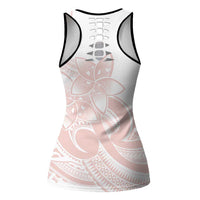 Polynesian Tribal Plumeria Lotu Tamaiti Hollow Tank Top Pastel Blush - Polynesian Pride