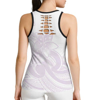 Polynesian Tribal Plumeria Lotu Tamaiti Hollow Tank Top Pastel Mauve - Polynesian Pride
