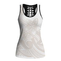 Polynesian Tribal Plumeria Lotu Tamaiti Hollow Tank Top Pastel Nude - Polynesian Pride