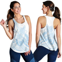 Polynesian Tribal Plumeria Lotu Tamaiti Women Racerback Tank Pastel Sky Blue - Polynesian Pride