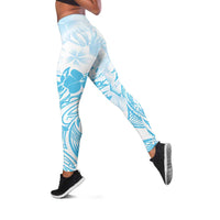 Polynesian Women's Day Leggings Plumeria Passion - Turquoise LT7