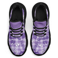 Poni Aloha Hawaii Clunky Sneakers Plumeria Lei With Palaka Motif - Polynesian Pride