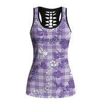 Poni Aloha Hawaii Hollow Tank Top Plumeria Lei With Palaka Motif - Polynesian Pride