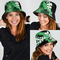 Puakenikeni Maile Lei Bucket Hat Frangipani Green Tropical Leaves