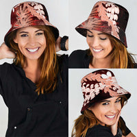 Puakenikeni Maile Lei Bucket Hat Frangipani Red Tropical Leaves