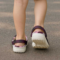 Puakenikeni Maile Lei Clogs Shoes Frangipani Pink Tropical Leaves