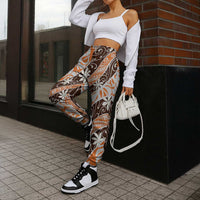 Puatou Tahiti Tiare Monstera Jogger Pants Polynesian Pattern Curve Style - Polynesian Pride