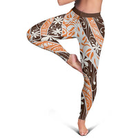 Puatou Tahiti Tiare Monstera Leggings Polynesian Pattern Curve Style - Polynesian Pride