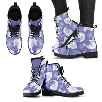 Purple Aloha Hawaii Leather Boots Monstera Hibiscus Plumeria Seamless Vibes - Polynesian Pride
