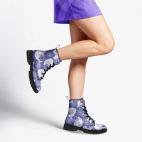 Purple Aloha Hawaii Leather Boots Monstera Hibiscus Plumeria Seamless Vibes - Polynesian Pride