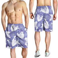 Purple Aloha Hawaii Shorts for Men Monstera Hibiscus Plumeria Seamless Vibes - Polynesian Pride