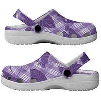Purple Hawaii Kalo Palaka Motifs Clogs Shoes Hawaiian Taro Leaves Elegant Vibes