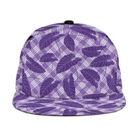 Purple Hawaii Kalo Palaka Motifs Snapback Cap Hawaiian Taro Leaves Elegant Vibes