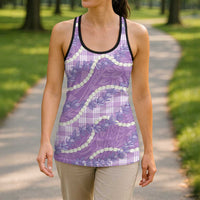 Purple Hawaii Palaka Honohono Pikake Hollow Tank Top Hawaiian Orchid Lei Polynesian Pattern - Polynesian Pride