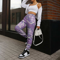 Purple Hawaii Palaka Honohono Pikake Jogger Pants Hawaiian Orchid Lei Polynesian Pattern - Polynesian Pride