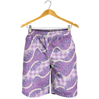 Purple Hawaii Palaka Honohono Pikake Shorts for Men Hawaiian Orchid Lei Polynesian Pattern LT14 - Polynesian Pride