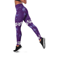 Purple Hawaii Palm Tree Hibiscus Leggings Fantasy Summer Vibe LT01 Purple - Polynesian Pride