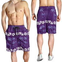 Purple Hawaii Palm Tree Hibiscus Shorts for Men Fantasy Summer Vibe LT01 - Polynesian Pride