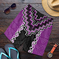 Purple Niho Taniwha Mix Poutama Shorts for Men Unique Taniko Aotearoa - Polynesian Pride