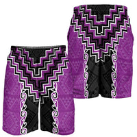 Purple Niho Taniwha Mix Poutama Shorts for Men Unique Taniko Aotearoa - Polynesian Pride