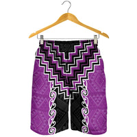 Purple Niho Taniwha Mix Poutama Shorts for Men Unique Taniko Aotearoa - Polynesian Pride