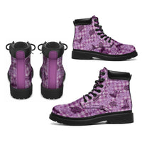 Purple Palaka Hawaii Cowboy All Season Boots Puakenikeni Lei Paniolo Papale Seamless Vibes - Polynesian Pride