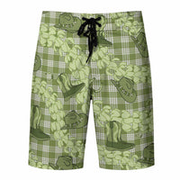 Purple Palaka Hawaii Cowboy Board Shorts Puakenikeni Lei Paniolo Papale Seamless Vibes
