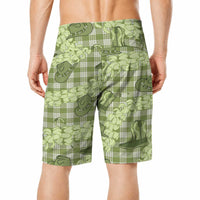 Purple Palaka Hawaii Cowboy Board Shorts Puakenikeni Lei Paniolo Papale Seamless Vibes